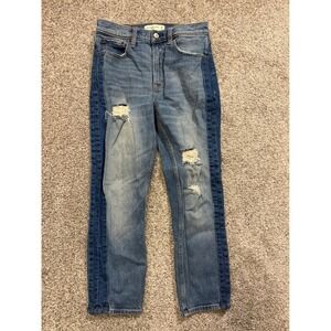 Abercrombie & Fitch Jeans Womens 26 Blue The Mom High Rise Distressed Two-Tone
